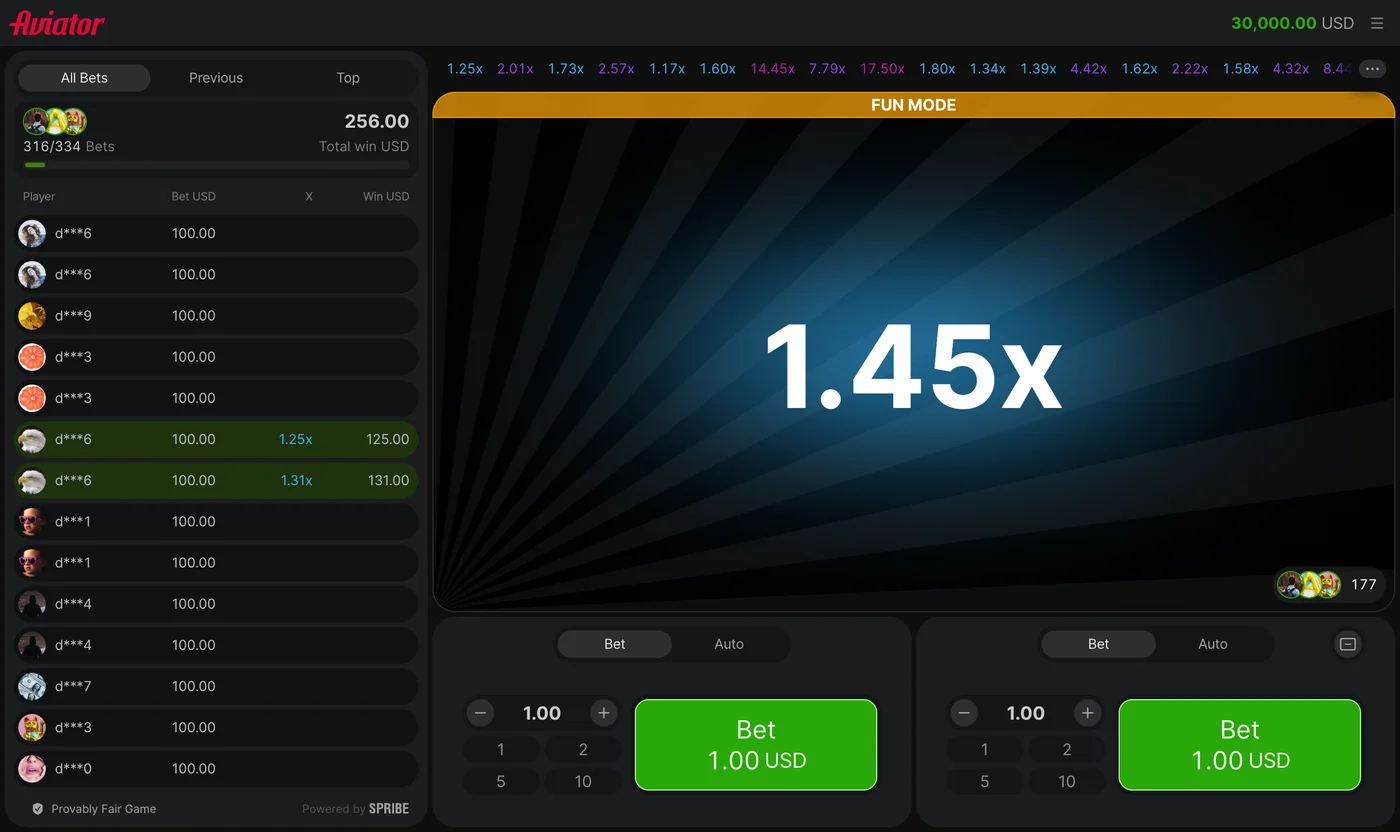 Aviator real demo interface